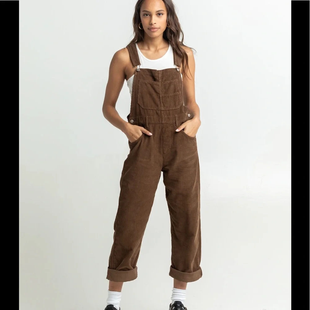 Free People Womens We The Free Ziggy Cord Overalls Size L - Picture 1 of 12